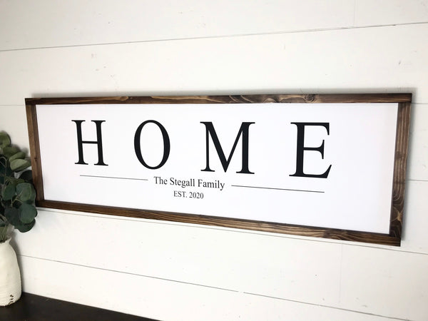 Home Sign | Family Name Established Date Sign | Mantle Decor | Farmhouse Wood Framed  or Canvas Sign | Housewarming, New Home, Wedding Gift