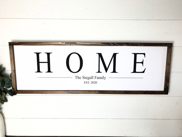 Home Sign | Family Name Established Date Sign | Mantle Decor | Farmhouse Wood Framed  or Canvas Sign | Housewarming, New Home, Wedding Gift