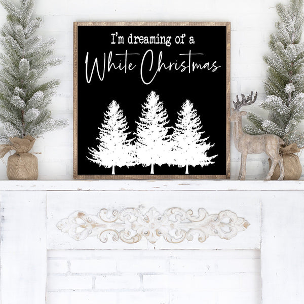 Dreaming of a White Christmas, Farmhouse Christmas Decor,  Mantle Art, Framed Canvas