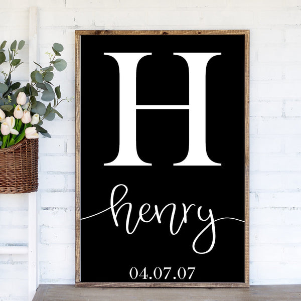 Personalized Family Name Sign, Established Date, Custom Initial Last Name Sign, Wood Framed Canvas Sign, Farmhouse Sign