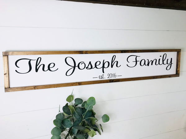 Family Last Name Established Date Sign | Personalized Family Name Wall Decor | Farmhouse Wood Framed Canvas Sign Wall Art Rustic