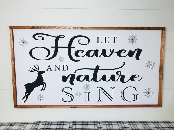 Let Heaven And Nature Sing Sign,  Christmas Decor, Farmhouse Christmas, Mantle Decor, Holiday Wall Art