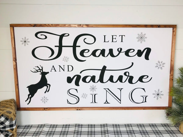 Let Heaven And Nature Sing Sign,  Christmas Decor, Farmhouse Christmas, Mantle Decor, Holiday Wall Art