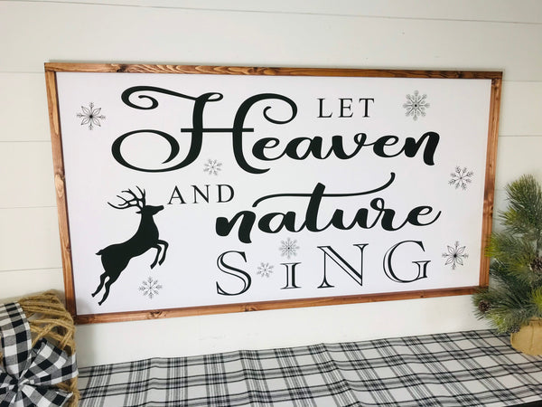 Let Heaven And Nature Sing Sign,  Christmas Decor, Farmhouse Christmas, Mantle Decor, Holiday Wall Art