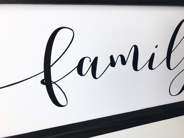 Family is Everything Sign, Living Room Wall Decor, Farmhouse Wood Framed Canvas Sign, Long Family Sign