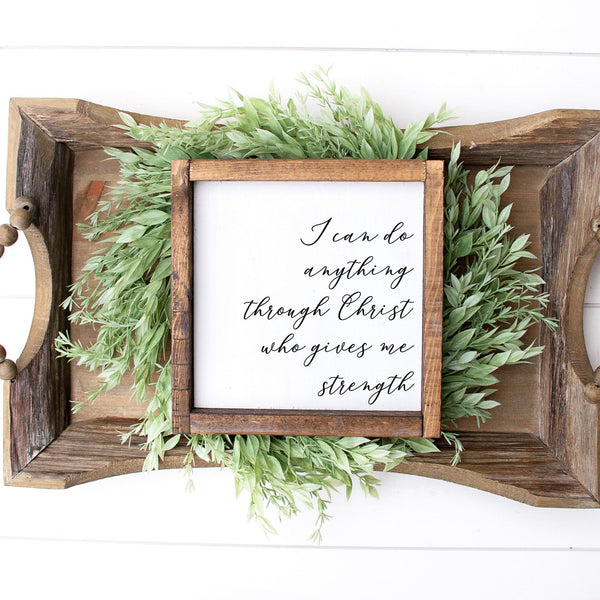 I can do anything through Christ who gives me Strength, Scripture Decor, Bible Verse Art, Inspirational Framed Canvas
