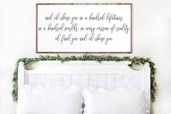 I'd choose you in Sign, Wood Framed Canvas, Wedding Anniversary Gift, Master Bedroom Decor
