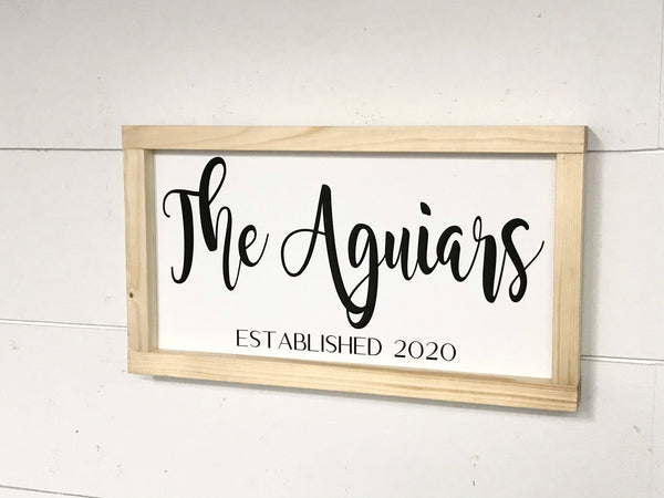 Family Last Name Established Date Sign | Personalized Small Shelf Sitter Gallery Wall Decor | Farmhouse Wood Sign Wall Art Rustic