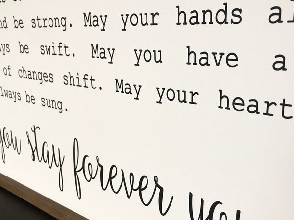Forever Young Sign, Bob Dylan Rod Stewart Wall Decor Wood Framed Canvas Sign, Playroom, Nursery, Graduation, Wedding Song