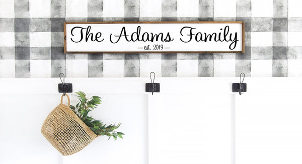 Family Last Name Established Date Sign | Personalized Family Name Wall Decor | Farmhouse Wood Framed Canvas Sign Wall Art Rustic