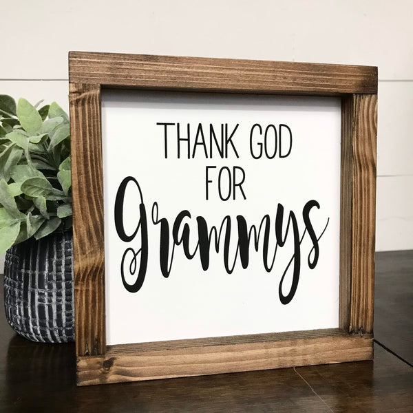 Grandparents Gift, Thank God for Grandma,  Sign, Gift from Grandchildren, Personalized sign for loved one, Gigi, Gammie, Granny
