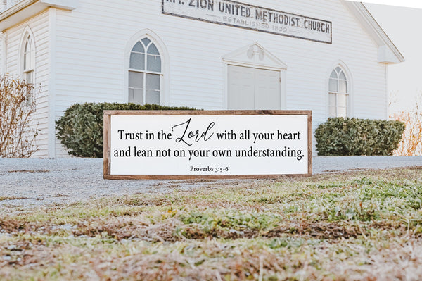 Trust in the Lord with all your heart Sign, Scripture Wall Art, Baptism Gift, Proberbs 3:5-6 Sign, Housewarming Bible Verse Gift