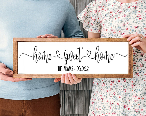 Home Sweet Home Framed Sign, Real Estate Client Gift, Farmhouse Mantle Decor, New Home Gift, Housewarming Gift, Wood Board Sign