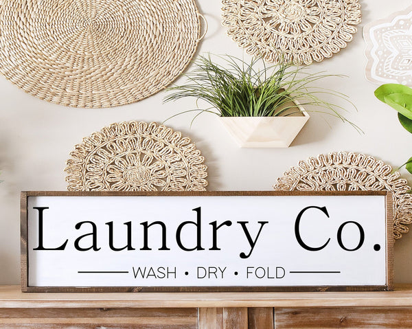 Laundry Room Sign, Wash Dry Fold, Laundry Co Sign,  Modern Farmhouse Minimalist, Mud Room Decor, Framed Canvas Farmhouse Sign