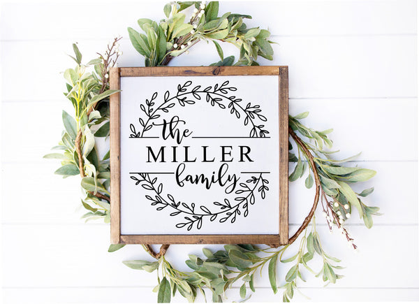 Custom Family Name Wreath Sign, Farmhouse Miniature, Real Estate Agent Gift, Housewarming Gift, Mini Tiered Tray Decor, Personalized Gift