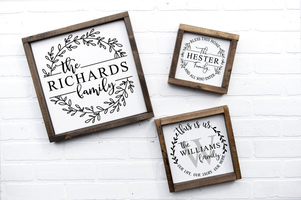 Custom Family Name Wreath Sign, Farmhouse Miniature, Real Estate Agent Gift, Housewarming Gift, Mini Tiered Tray Decor, Personalized Gift