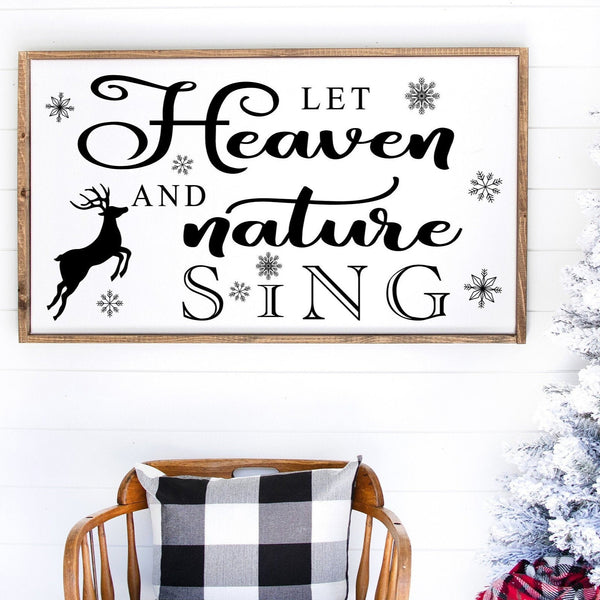 Let Heaven And Nature Sing Sign,  Christmas Decor, Farmhouse Christmas, Mantle Decor, Holiday Wall Art
