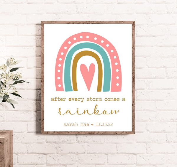 After every storm there is a Rainbow, Rainbow Baby, Pregnancy Announcement, IVF Baby Shower Gift, Gender Neutral, Boho Nursery, Modern