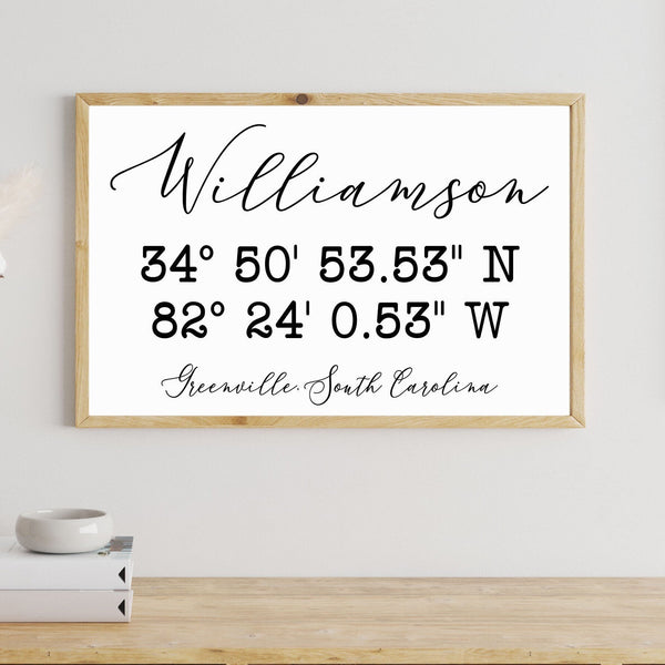 GPS Coordinates Sign, Latitude Longitude Sign, Personalized Last Name Address Sign, Closing Gift for Buyers, New Home Gift, Housewarming