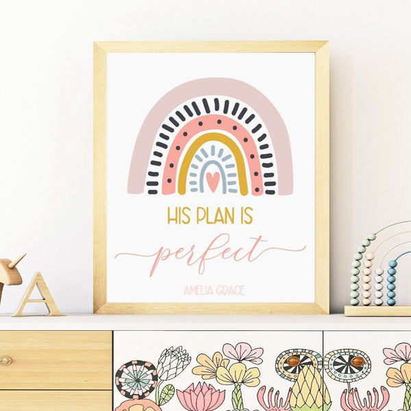 His Plan is Perfect, Rainbow Baby, New Baby Announcement, Pregnancy Announcement, IVF Baby Shower Gift, Gender Neutral, Boho Nursery, Modern