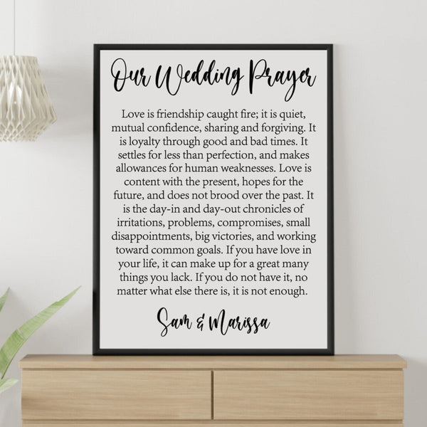 Our Wedding Prayer, Custom Print, Wedding Gift, Personalized Gift for Couple, Anniversary Gift, Bedroom Decor, Religious Wall Hanging