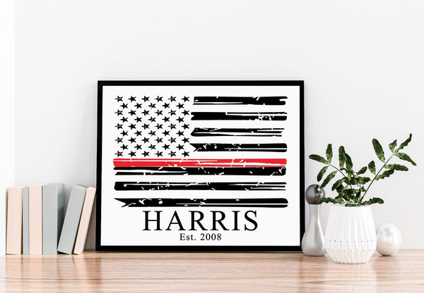 Thin Blue Line Sign, Police Wall Art, Law Enforcement Print, Thin Line Gift, Police Officer Sign, First Responder Gift, Father's Day Gift