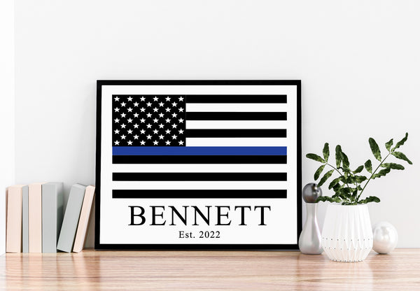 Thin Red Line Sign, Fire Fighter Wall Art, Firefighter Print, Thin Line Gift, Police Officer Sign, First Responder Gift, Father's Day Gift