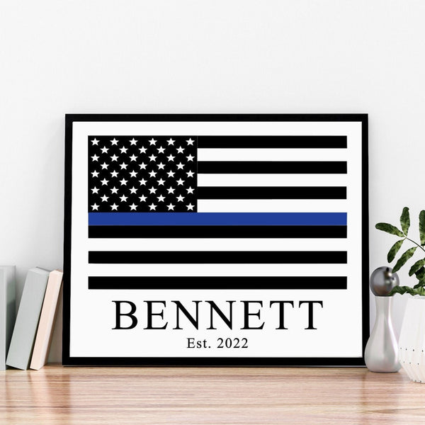 Thin Blue Line Sign, Police Wall Art, Law Enforcement Print, Thin Line Gift, Police Officer Sign, First Responder Gift, Father's Day Gift