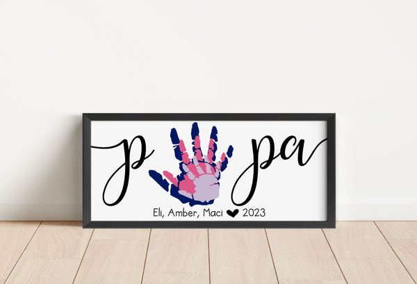 Mommy Daddy DIY Hand Print Sign, Personalized Names & Date, Father's Day, Mother's Day, Grandparent's Gift, Loved One Present, Papa Gift