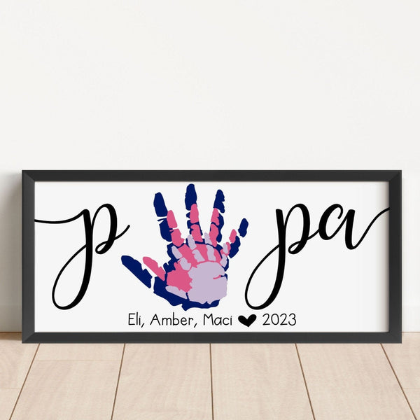 Papa Gift, DIY Hand Print Sign, Personalized Names & Date, Father's Day, Mother's Day, Grandparent's Gift, Loved One Present, Gift for Dad