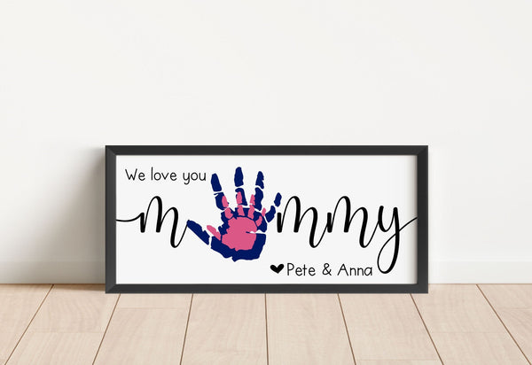 Mommy Daddy DIY Hand Print Sign, Personalized Names & Date, Father's Day, Mother's Day, Grandparent's Gift, Loved One Present, Papa Gift