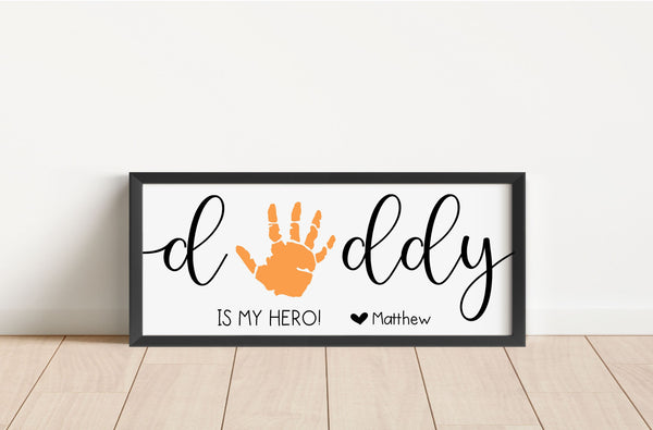 Mommy Daddy DIY Hand Print Sign, Personalized Names & Date, Father's Day, Mother's Day, Grandparent's Gift, Loved One Present, Papa Gift