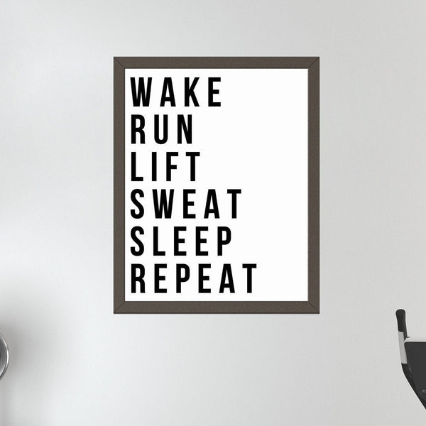Wake Run Lift Sweat Sleep Repeat, Gym Wall Decor, Motivation Gym Print, Home Gym Sign, Inspirational Gym Wall Art, Home Gym Poster