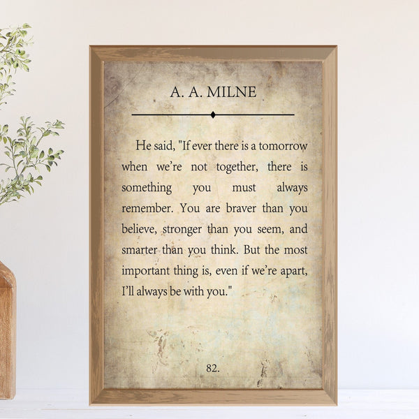 You are Braver Than You Believe, Stronger Than You Seem, Smarter Than You Think, A. A. Milne Book Page Quote, Gift for Her, Room Print