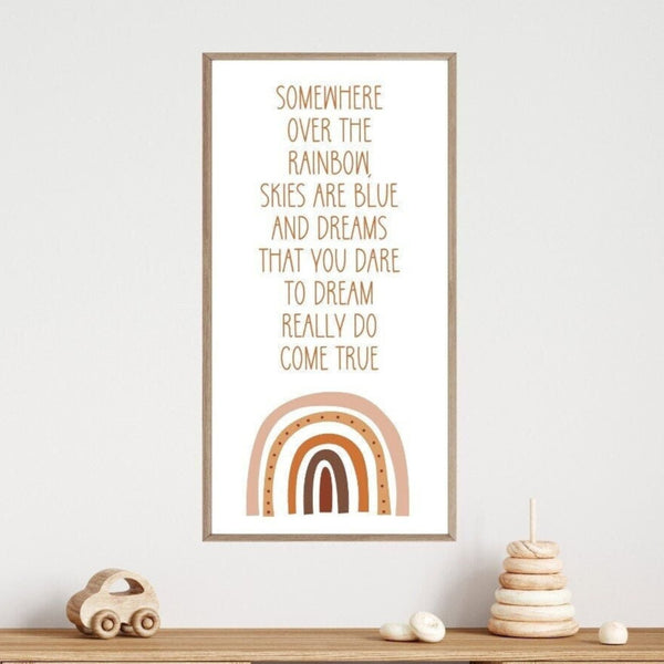 Somewhere Over The Rainbow Sign, Girls Nursery Sign, Boho Nursery Decor, Crib Sign, Rainbow Nursery, Rainbow Nursery Decor, Boho Baby, Print