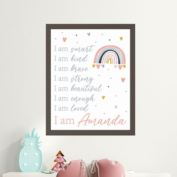 Pesonalized affirmation sign, Kids Affirmation Print, I am affirmations for Kids, Daily Positive Affirmations Wall Art, Rainbow Room Decor