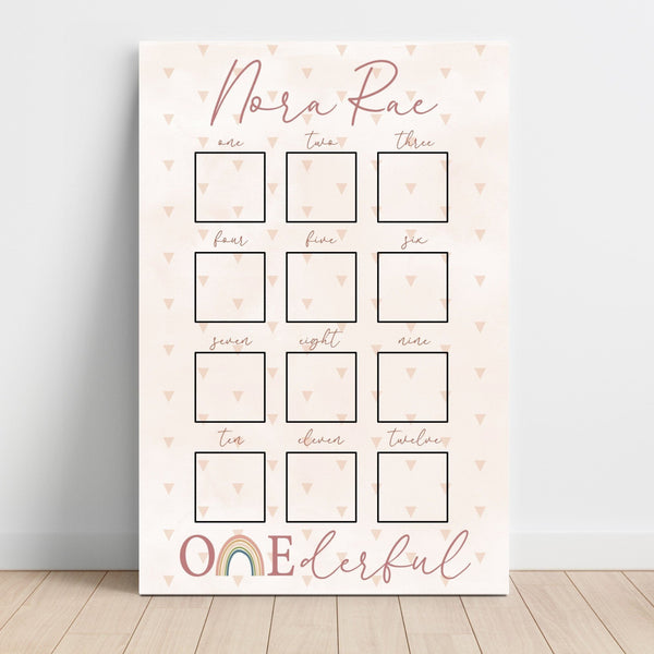 Onederful First Birthday, Baby's First Year Rainbow Boho Sign, 1st Brithday Picture Display, 12 Months of Photos, Milestone Photo Display