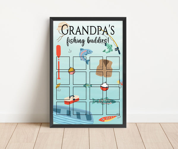 Grandpa's Fishing Buddies Picture Display Sign, Grandpa's Fishing Buddy, Daddy's Fishing Buddy, Father's Day Gift, Gift for Grandpa