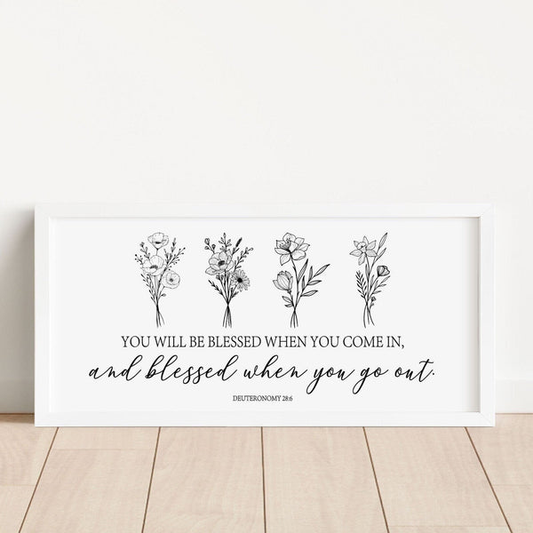 Entryway Scripture Wall Art, You will be blessed when you come in, Deuteronomy 28:6, Bible Verse Sign, Religious Wall Art, Chrisitan Decor