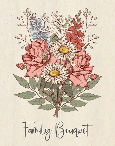 Birth Flower Bouquet, Birth Month Flower Wall Art, Mothers Day Gift, Gift for Grandma, Gift for Mom, Personalized Birth Flowers
