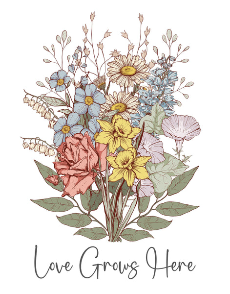 Birth Flower Bouquet, Birth Month Flower Wall Art, Mothers Day Gift, Gift for Grandma, Gift for Mom, Personalized Birth Flowers