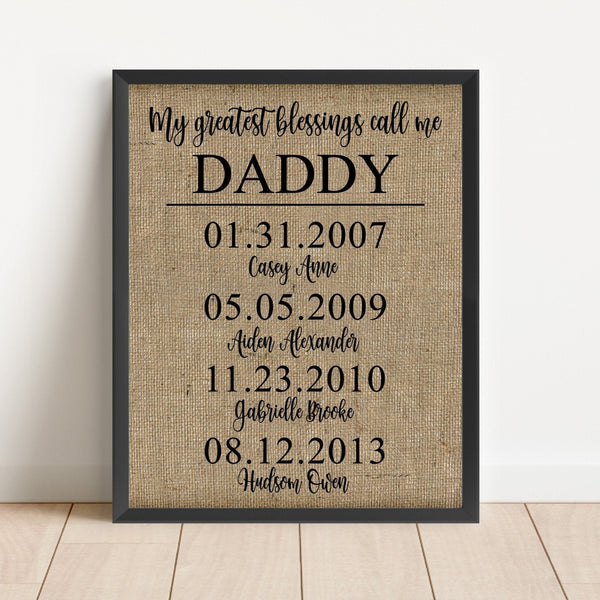 Father's Day Gift, My Greatest Blessings Call me, Personalized Gift for Dad, Papa, Family Name Sign, Gift for Husband, Grandparents Gift