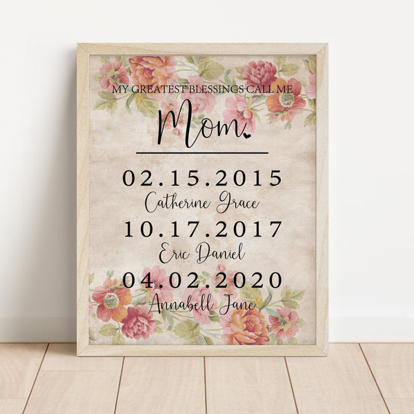Mother's Day Gift, My Greatest Blessings Call me, Personalized Gift for Mom, Dad, Papa, Family Name Sign, Gift for Husband, Grandparents